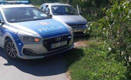 na drodze stoi radiowóz i samochód osobowy / fot.policja