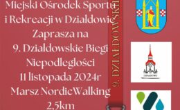plakat informujący o zapisach na 9. Działdowskie Biegi Niepodległości