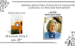 plakat informujący o wydarzeniu - Wieczór Wspomnień o Alicji Poturnickiej