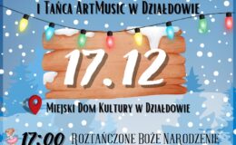 plakat informujący o wydarzeniu - Świąteczny Koncert Szkoły Muzyki i Tańca Art Music