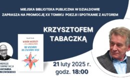 plakat informujący o wydarzeniu - promocji XX tomiku poezji Krzysztofa Tabaczki