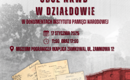 plakat informujący o prelekcji pt. "Obóz NKWD w Działdowie w dokumentach Instytutu Pamięci Narodowej" wygłosi Andrzej Rutecki w Muzeum Pogranicza
