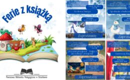 plakat informujący o wydarzeniach dla dzieci w Powiatowej Bibliotece Pedagogicznej w Działdowie
