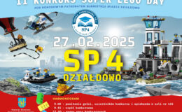 plakat informujący o konkursie SUPER LEGO DAY