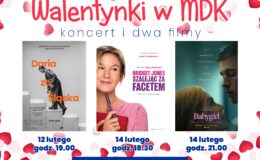 plakat informujący o koncercie Darii ze Śląska, oraz plakaty filmów "Bridget Jones: Szalejąc za facetem" i "Babygirl"