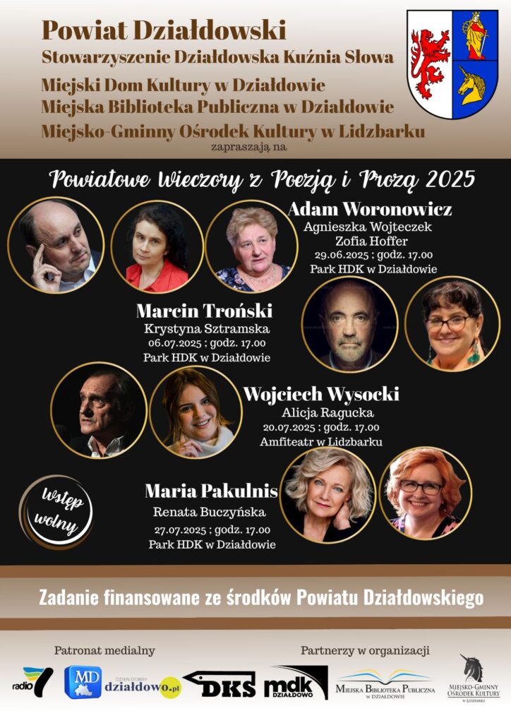 Powiatowe Wieczory z Poezją - już szykujcie się na artystyczne doznania plakat informujący o Powiatowych Wieczorach z Poezją i Prozą 2025