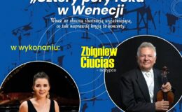 plakat informujący o koncercie "Cztery pory roku" w szkole muzycznej w Działdowie