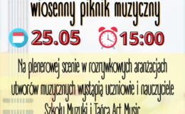 plakat informujący o Majowym Graniu - koncertowi w Szkole Muzyki i Tańca Art Music