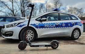 Jeżdżąc elektryczną hulajnogą, to musisz wiedzieć hulajnoga i policyjny radiowóz / fot. policja