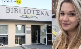 Milena Matuszewska z Miejskiej Biblioteki Publicznej w Działdowie i budynek biblioteki