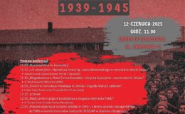 plakat informujący o konferencji - "Hitlerowskie i sowieckie zbrodnie na Ziemi Działdowskiej 1939-1945"