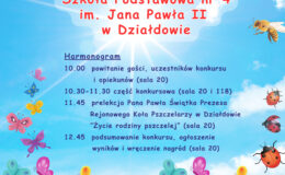 plakat informujący o konkursie biologicznym w SP nr 4 w Działdowie