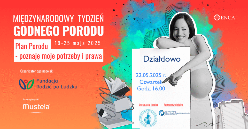 Warsztaty z metod wspomagania porodu plakat informujący o spotkaniu w naszym szpitalu, dedykowanym paniom w ciąży