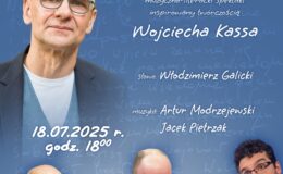plakat informujący o muzyczno-literackim spektaklu inspirowany twórczością Wojciecha Kassa w MBP