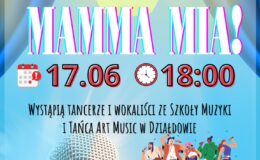 plakat informujący o widowisku "Listy pisane sercem - piosenki z Musicalu Mamma Mia"