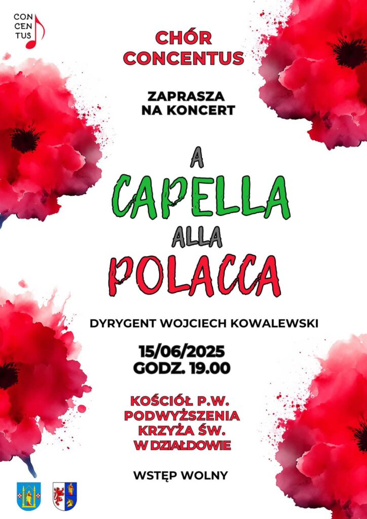 plakat informujący o koncercie Chóru Concentus w kościele