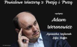 plakat informujący o "Powiatowych Wieczorach z Poezją i Prozą" - pierwsze spotkanie w Parku HDK w Działdowie