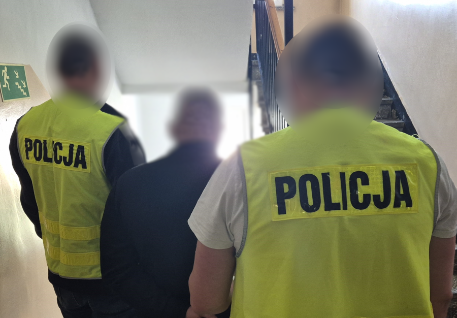 zatrzymany w asyście policjantów / fot. policja