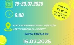 plakat informujący o Singlowych Mistrzostwach Działdowa w Tenisie Ziemnym