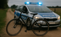 policyjny radiowóz i rower