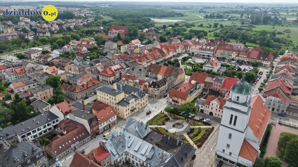 widok dzisiejszego Działdowa z lotu ptaka