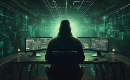 osoba siedzi przed monitorem komputera