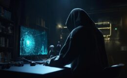 osoba siedzi przed monitorem komputera