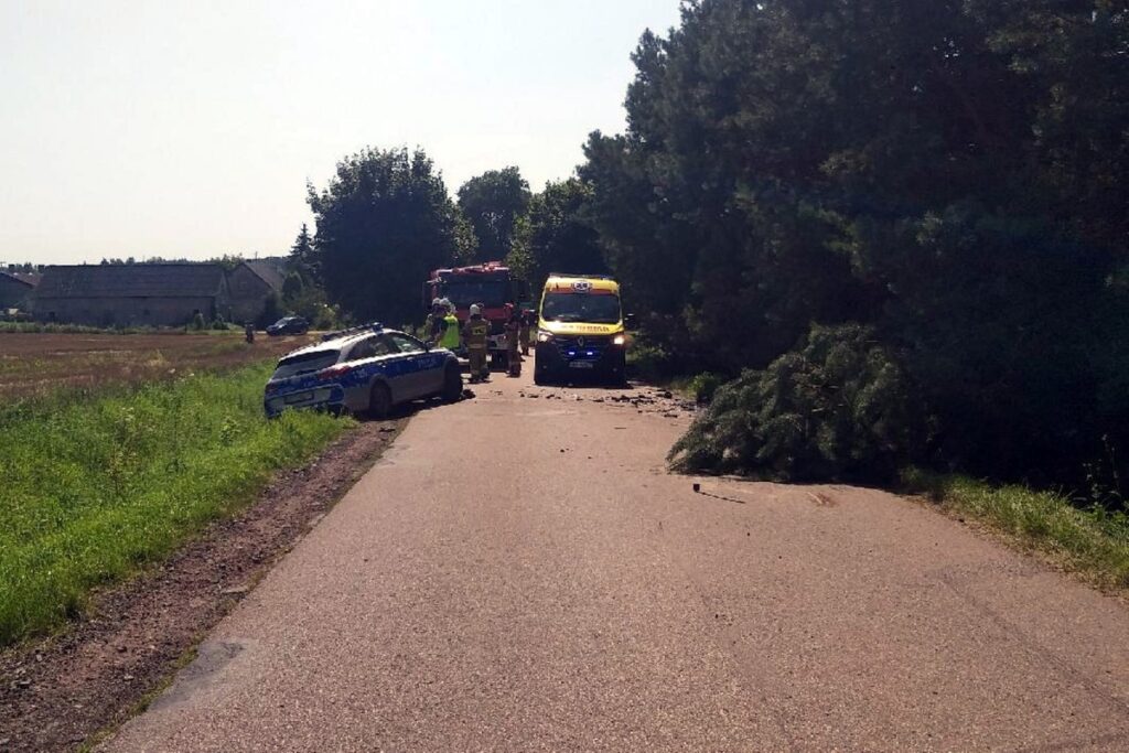 Miejsce zdarzenia drogowego z udziałem radiowozu