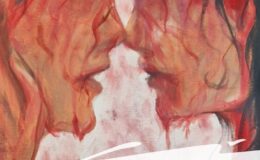 plakat informujący o wystawie obrazów Roksany Puzdrowskiej w działdowskiej bibliotece