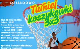 plakat informujący o Turnieju Koszykówki