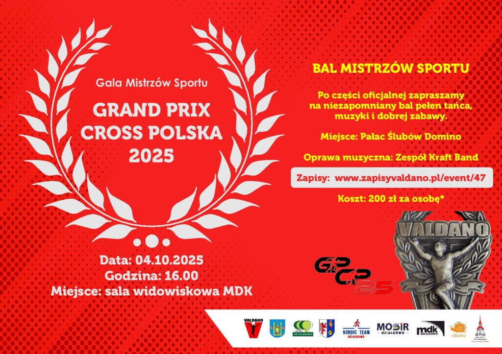 Gala Mistrzów Sportu Grand Prix Cross Polska 2025 plakat informujący o Gali Mistrzów Sportu Grand Prix Cross Polska 2025