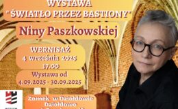 plakat informujący o wystawie malarskiej „Światło przez bastiony”