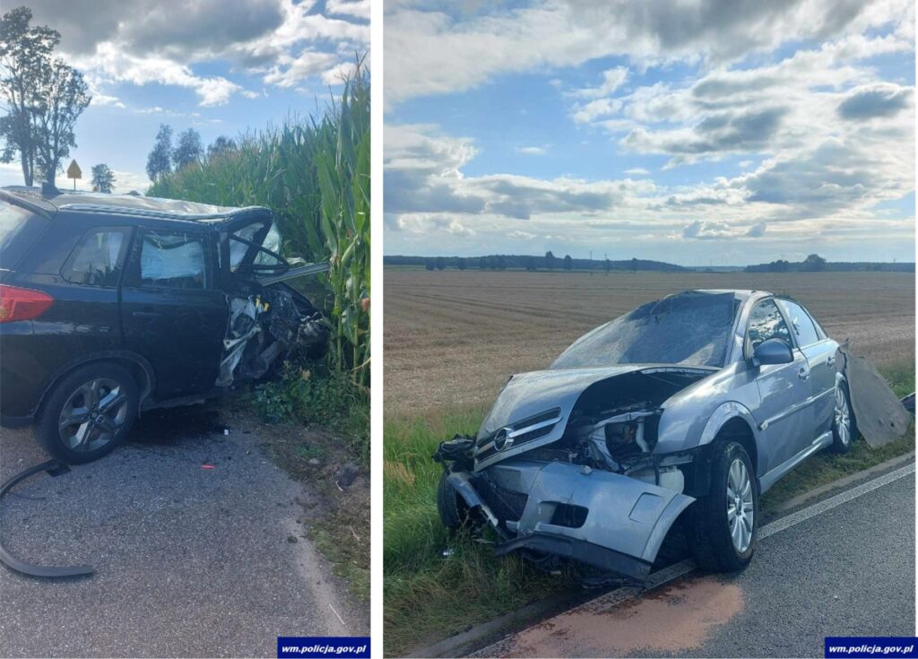 Zderzenia samochodów opel i suzuki biorące udział w zdarzeniu drogowym