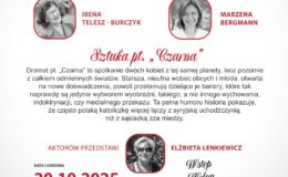 plakat zapraszający na "Teatr przy stoliku" ze sztuką pt. "Czarna"