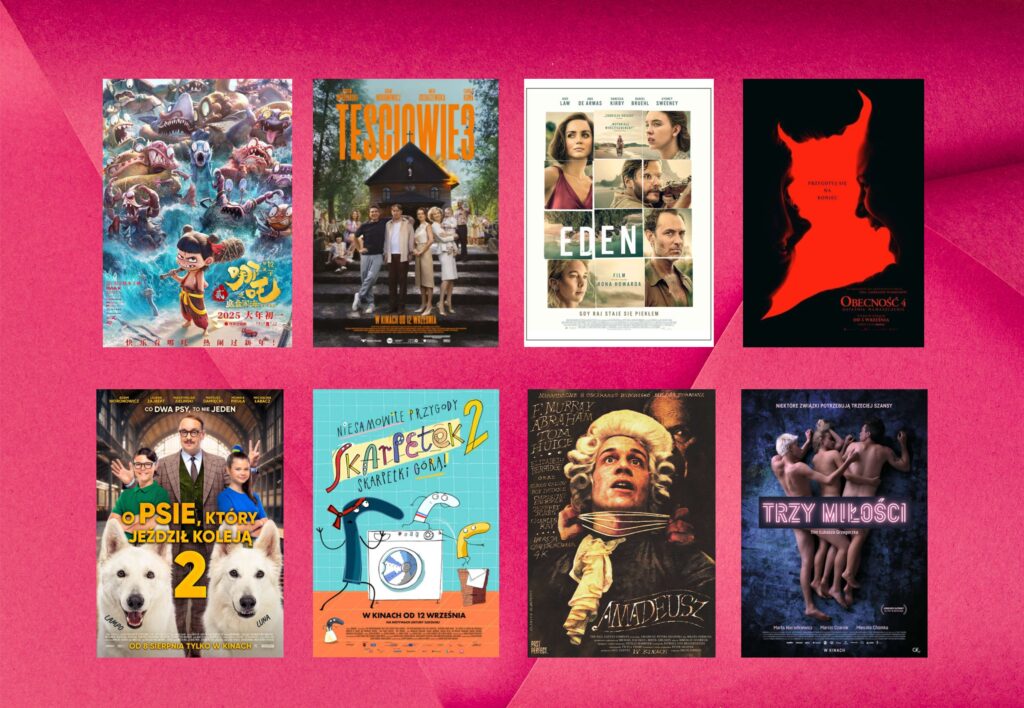 (Na zdjęciu głównym plakaty takich filmów jak: "Ne Zha 2. W krainie potworów", "Teściowie 3", "Eden", "Obecność: 4 Ostatnie namaszczenie", "O psie, który jeździł koleją 2", "Amadeusz", "Niesamowite przygody skarpetek 2. Skarpetki górą!", "Trzy miłości")