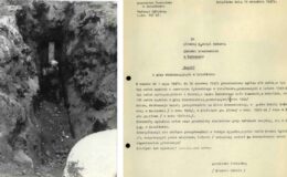 prace ekshumacyjne z 1947 r. w Lesie Komornickim i raport z tych prac / fot. archiwum Muzeum Pogranicza