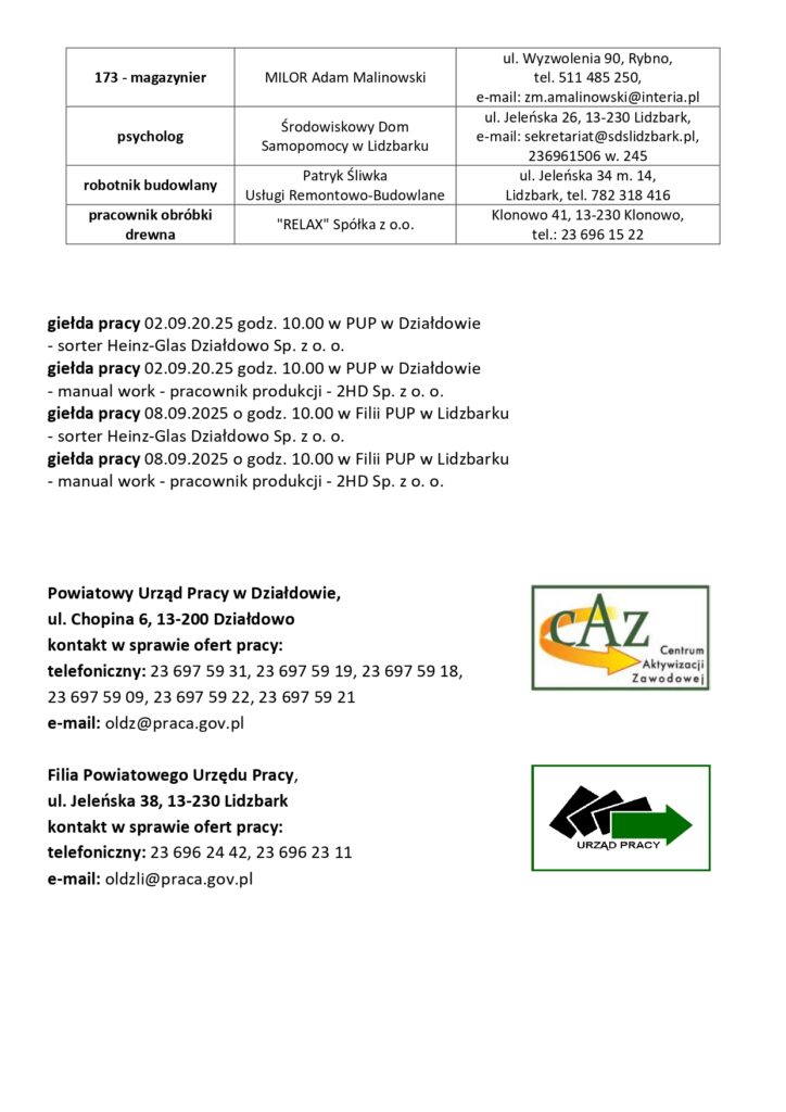 Oferty pracy w powiecie działdowskim