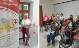 Joanna Derbin i przedstawiciele Szkolnych Kół PCK / fot. PCK Działdowo