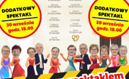plakat informujący o spektaklu komediowym – „Historia jednego wesela”. Wracamy ze spektaklem