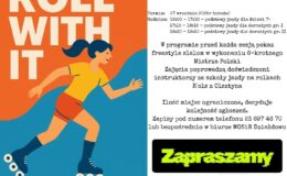 plakat informujący o wydarzeniu - Bezpłatne zajęcia rolkarskie w MOSiR