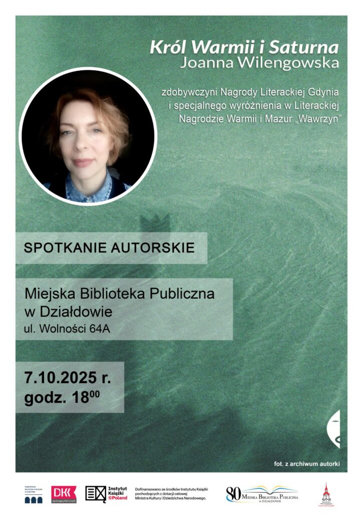 plakat zapraszający na spotkanie autorskie z Joanną Wilengowską