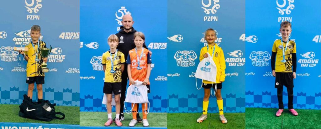 Goalmaniacy w finałach 4Move 1×1 Cup kolaż zdjęć, na których widać dwóch chłopców, trzy dziewczynki, jedną osobę dorosłą Fot. AP Goalmania