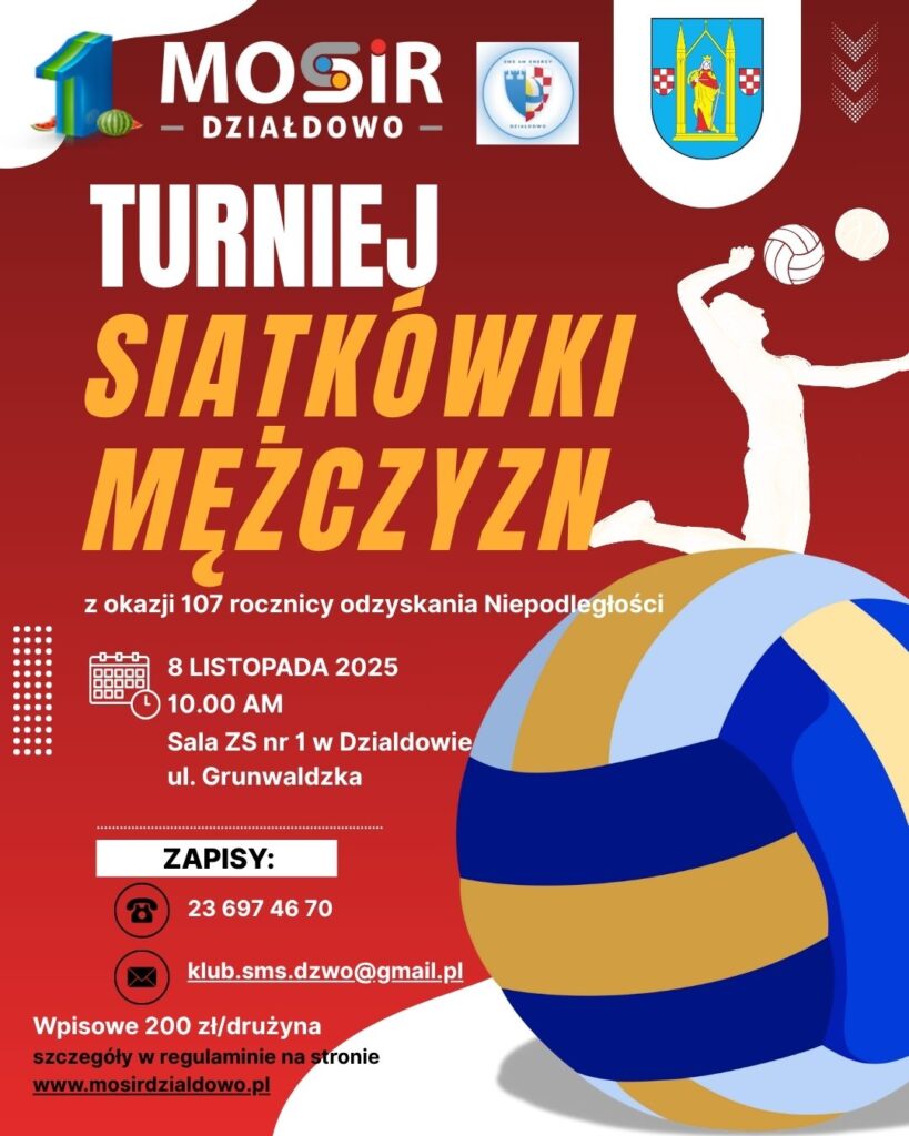 plakat informujący o Turnieju Siatkówki Mężczyzn