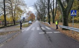 ul. Leśna w Działdowie, na drodze widać stojących 2 policjantów / Fot. policja