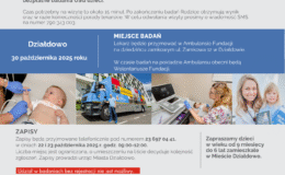 plakat informujący o Ogólnopolskim Programie Badań Profilaktycznych „Nie nowotworom u dzieci”