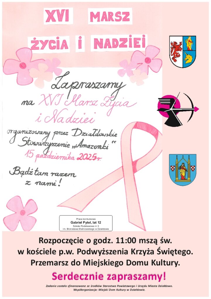 plakat informujący o XVI Marszu Życia i Nadziei