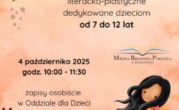 plakat informujący o jesiennych warsztatach literacko-plastycznych w MBP w Działdowie