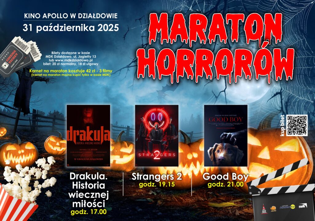 plakat informujący o Maratonie Horrorów w Kinie Apollo