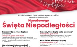 plakat informujący o miejskich obchodach Narodowego Święta Niepodległości