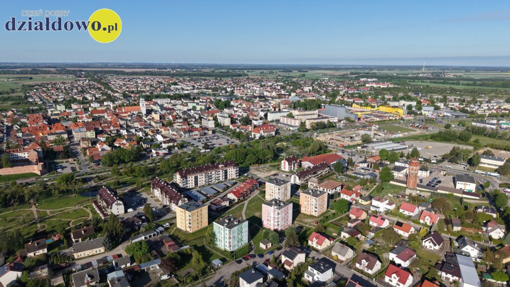 Konsultacje rocznego programu współpracy z organizacjami pozarządowymi na 2026 r. widok Miasta Działdowa z lotu ptaka